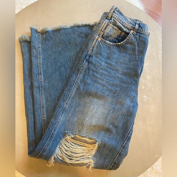 Free People Ollie Extreme Wide Leg Jeans Great Lakes Blue Size 27 - Picture 2 of 3